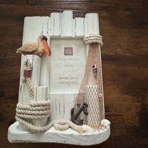 Coastal Pelican Rope Picture Frame - White and Tan